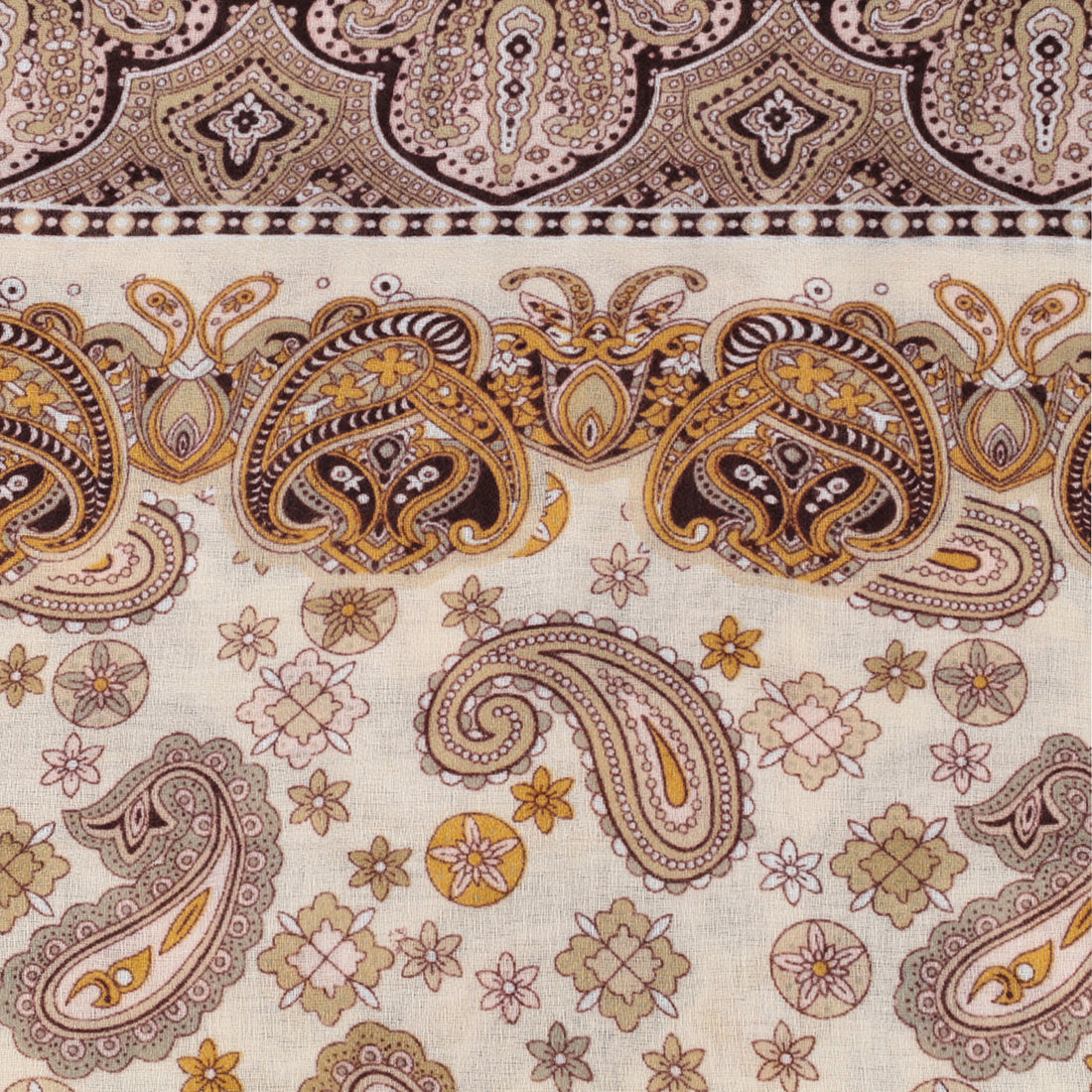 Caramel scarf with white print