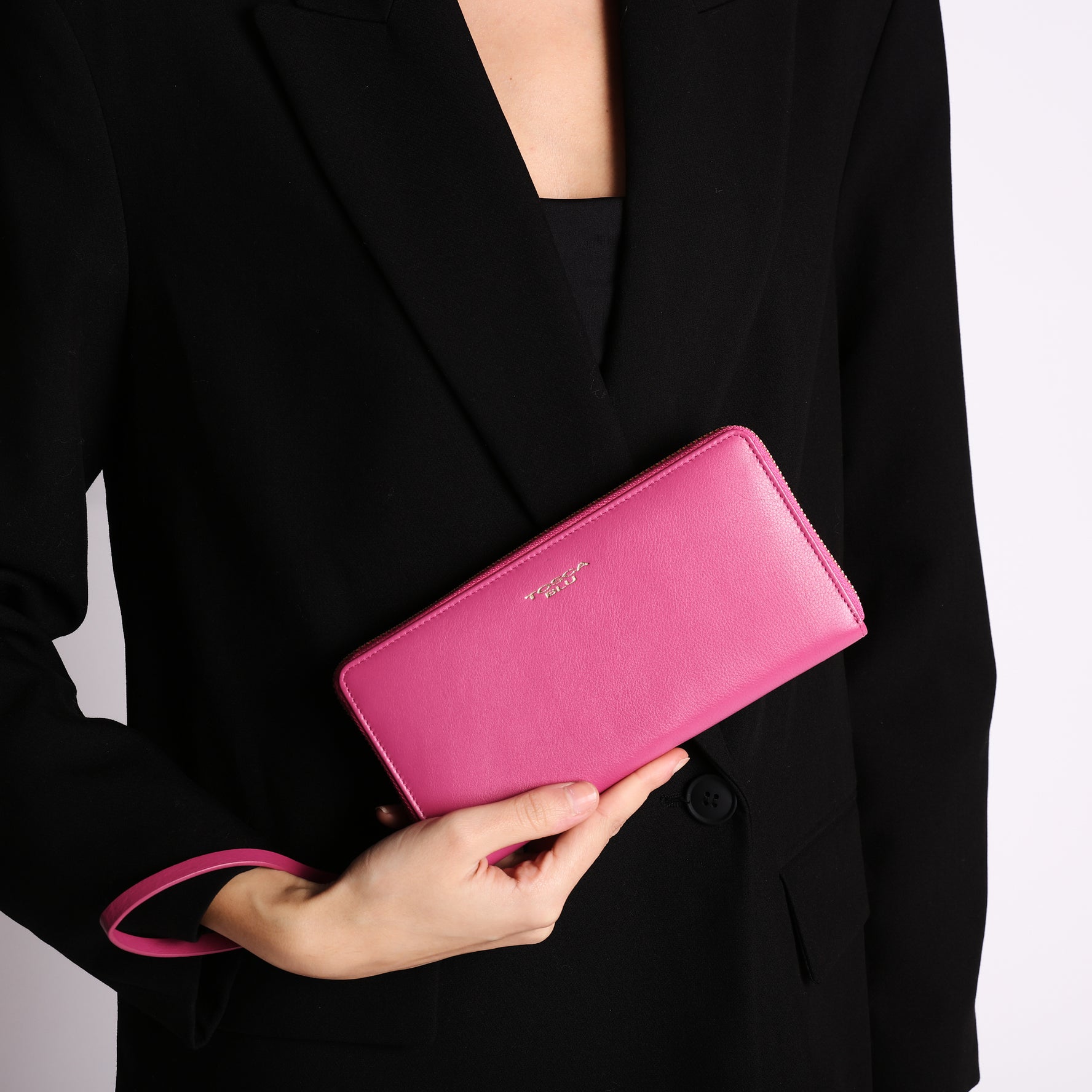 Daily Wallets zip around wallet in fuchsia color