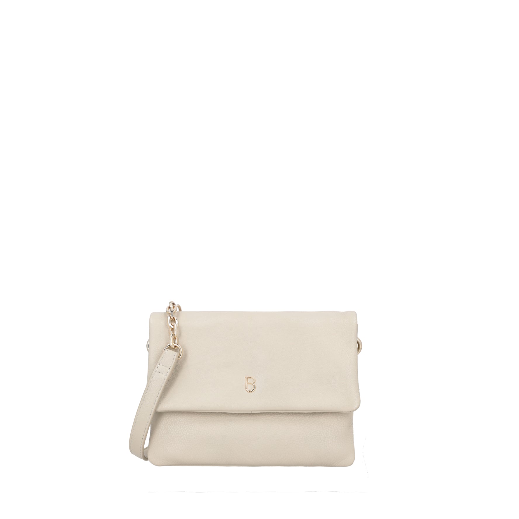 Leather shoulder bag with ivory Evelyn flap