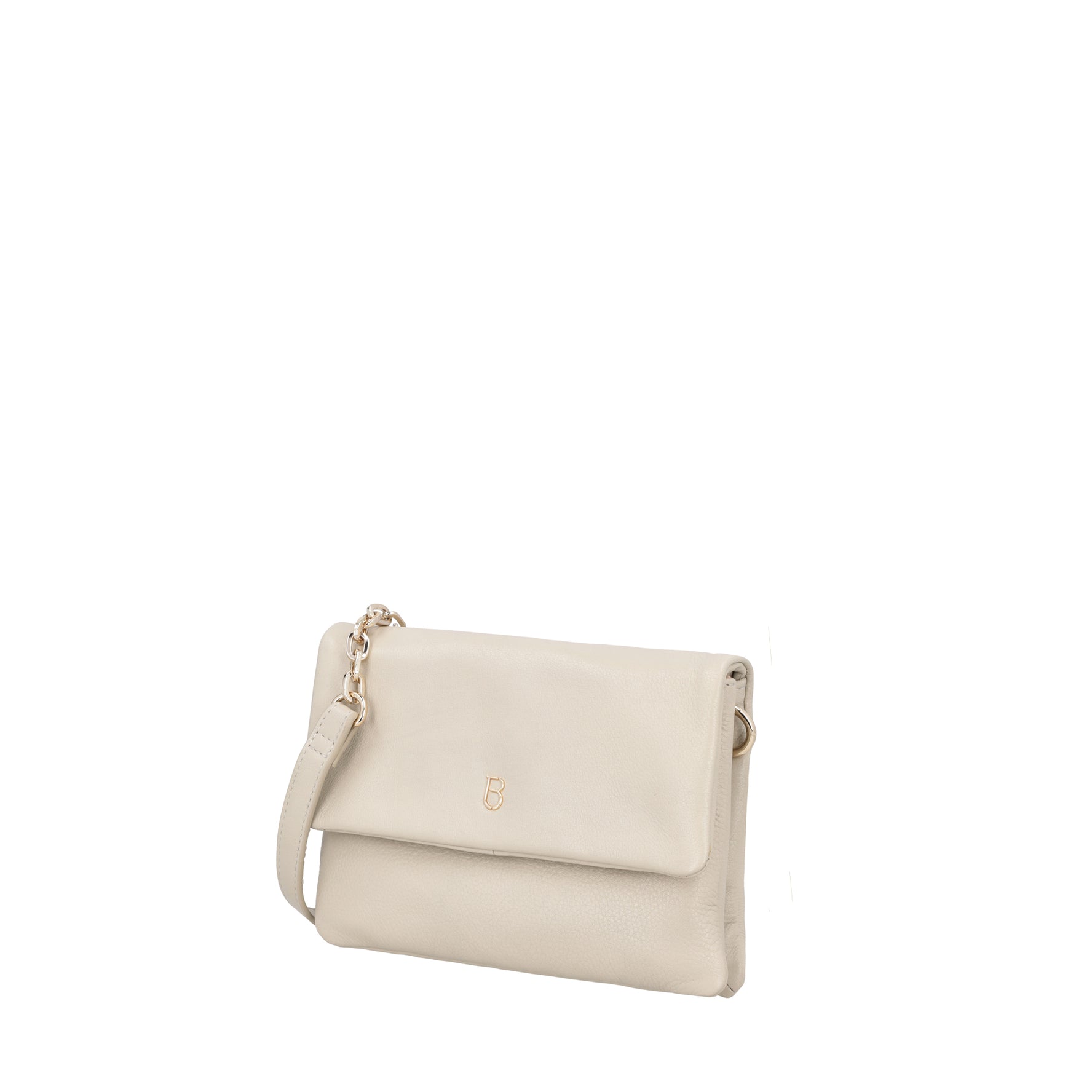 Leather shoulder bag with ivory Evelyn flap