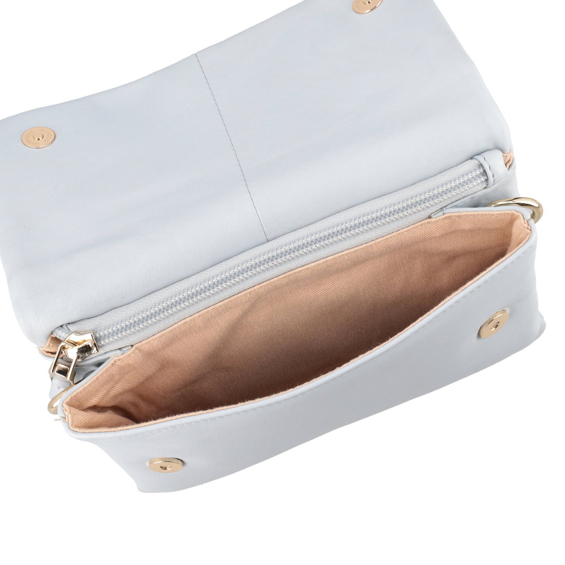 Leather shoulder bag with Evelyn flap in light blue