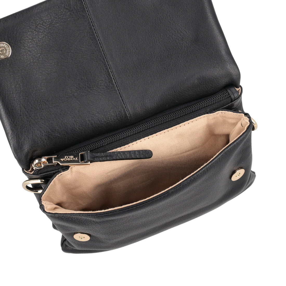 Leather shoulder bag with black Evelyn flap
