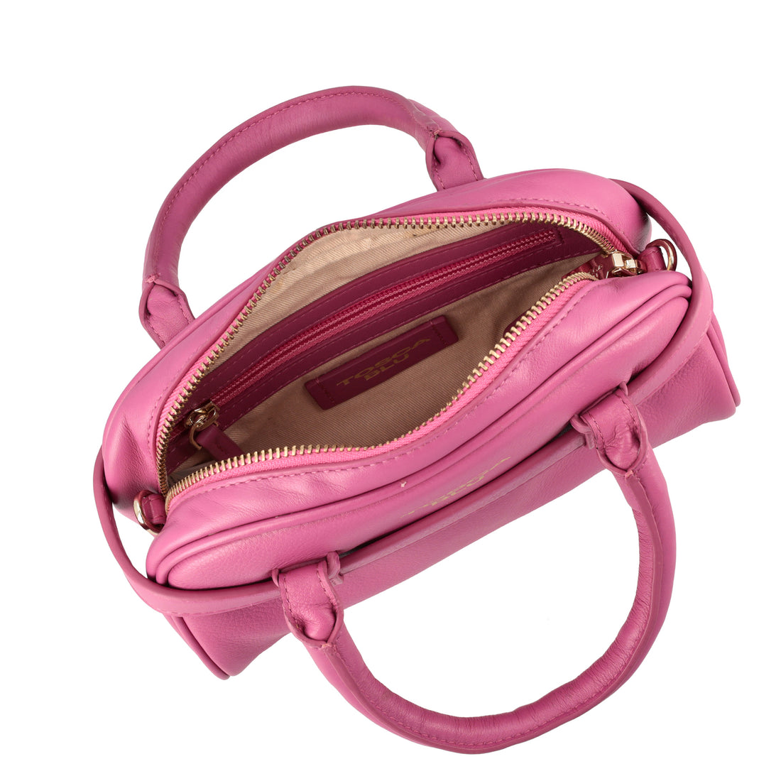 Borsa a mano mini Evelyn in pelle colore fucsia