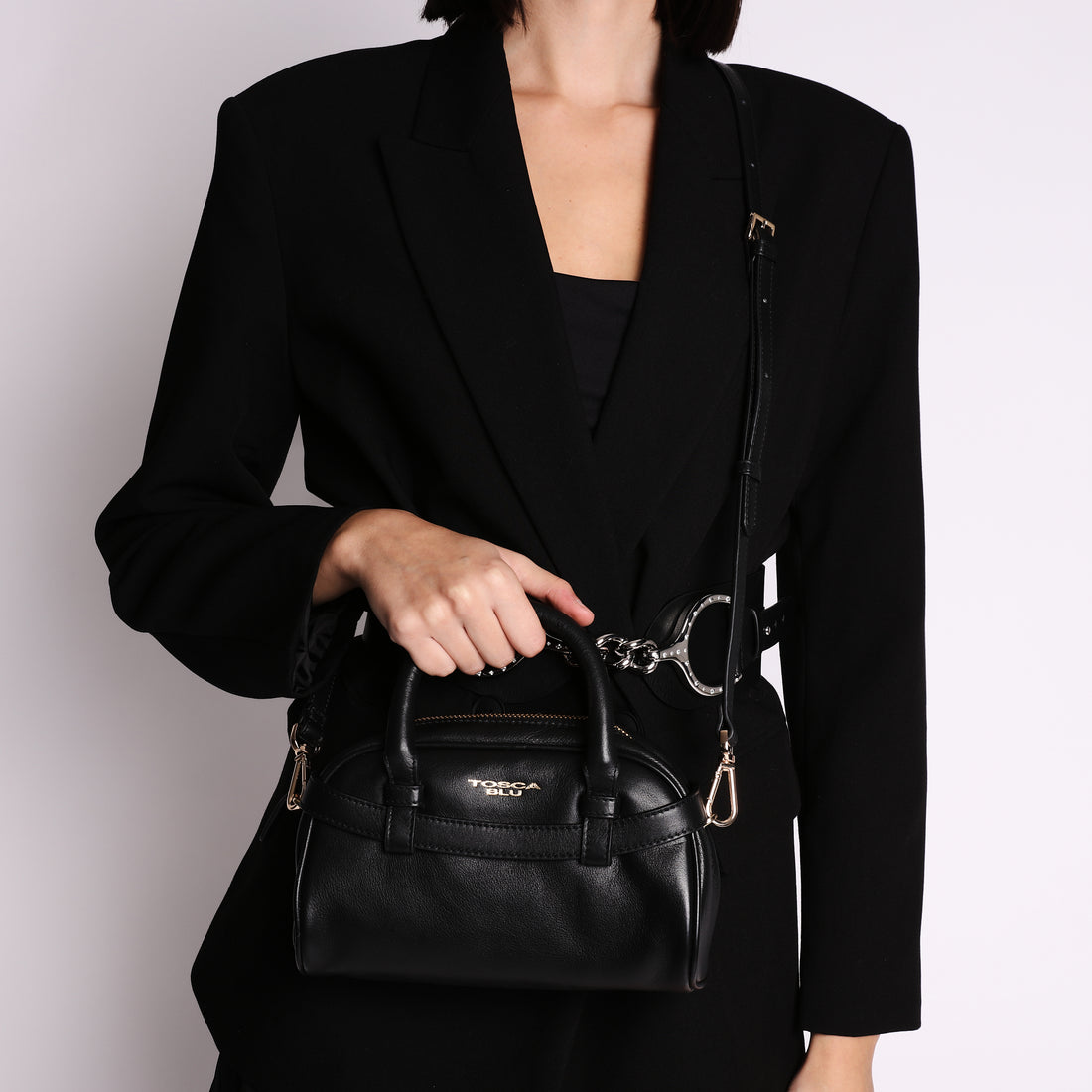 Borsa a mano mini Evelyn in pelle colore nero