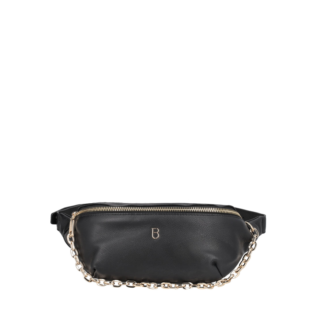 Evelyn black leather waist bag