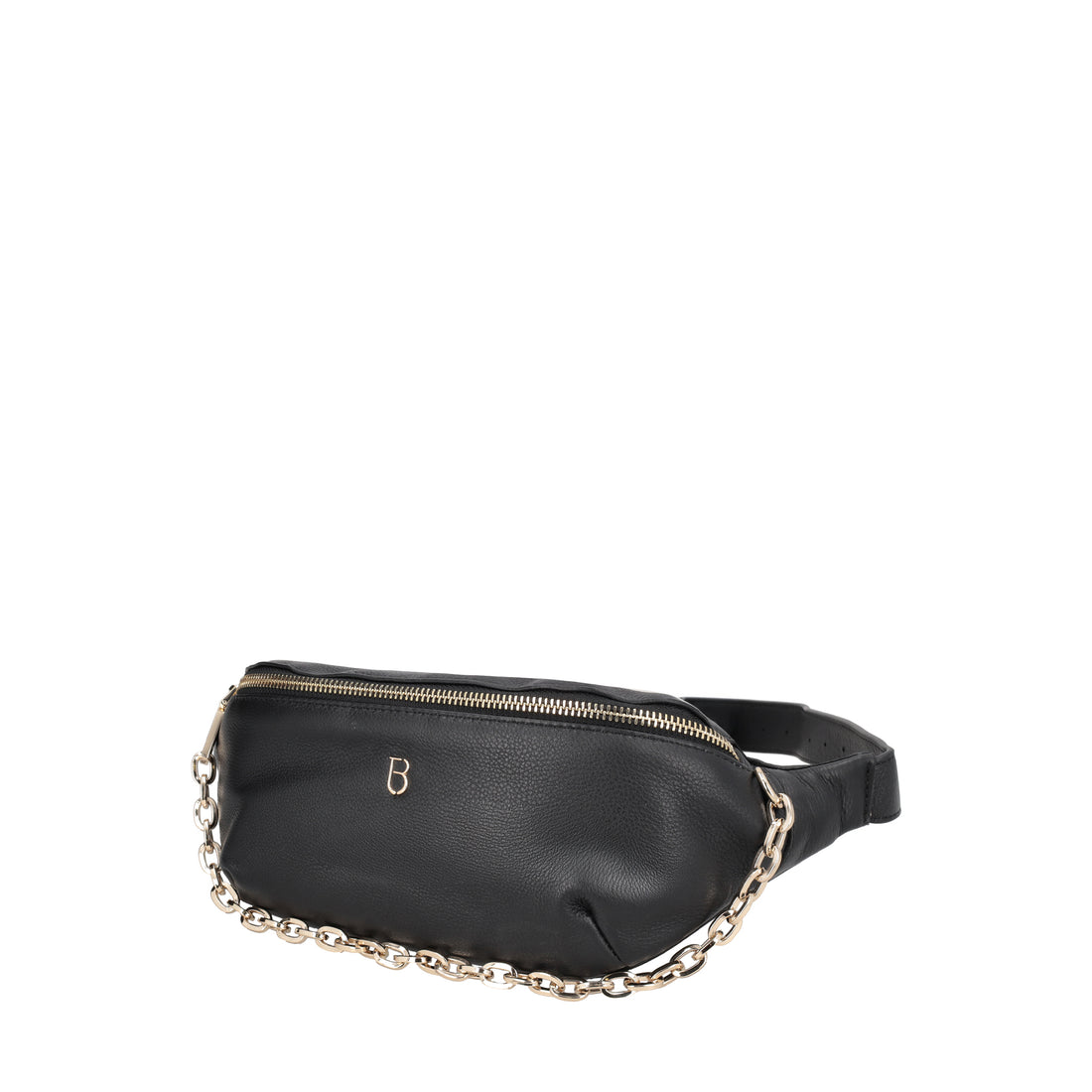 Evelyn black leather waist bag