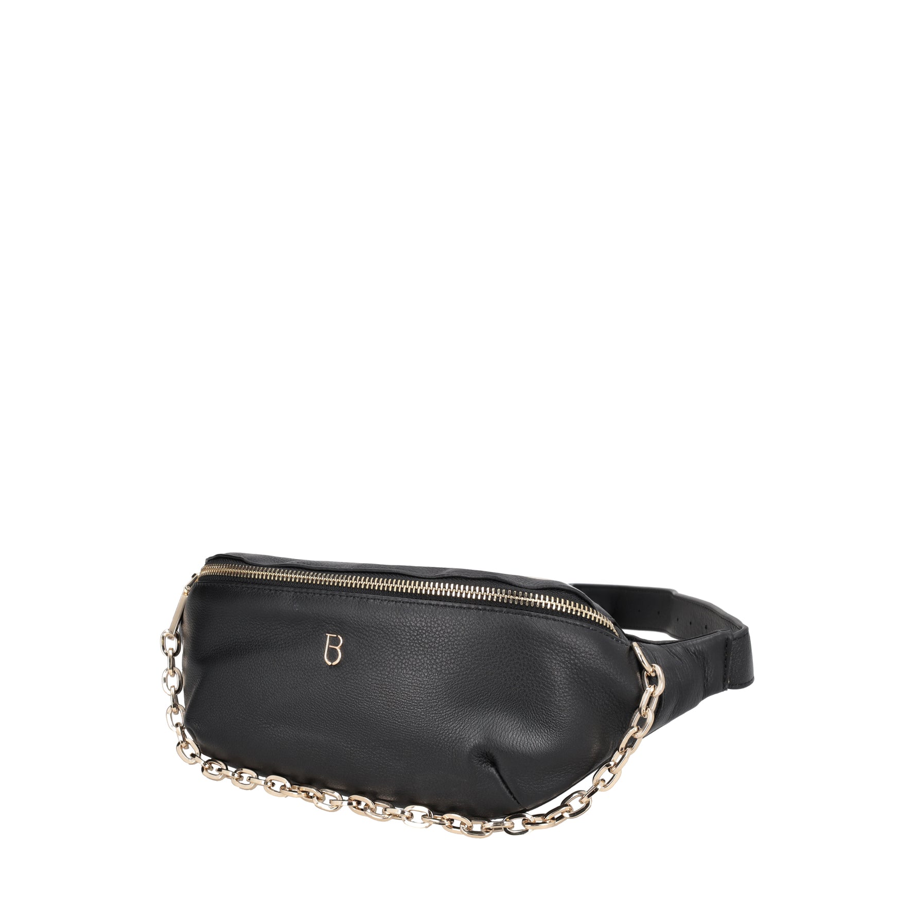 Evelyn black leather waist bag