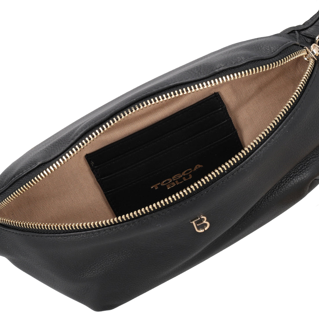 Evelyn black leather waist bag