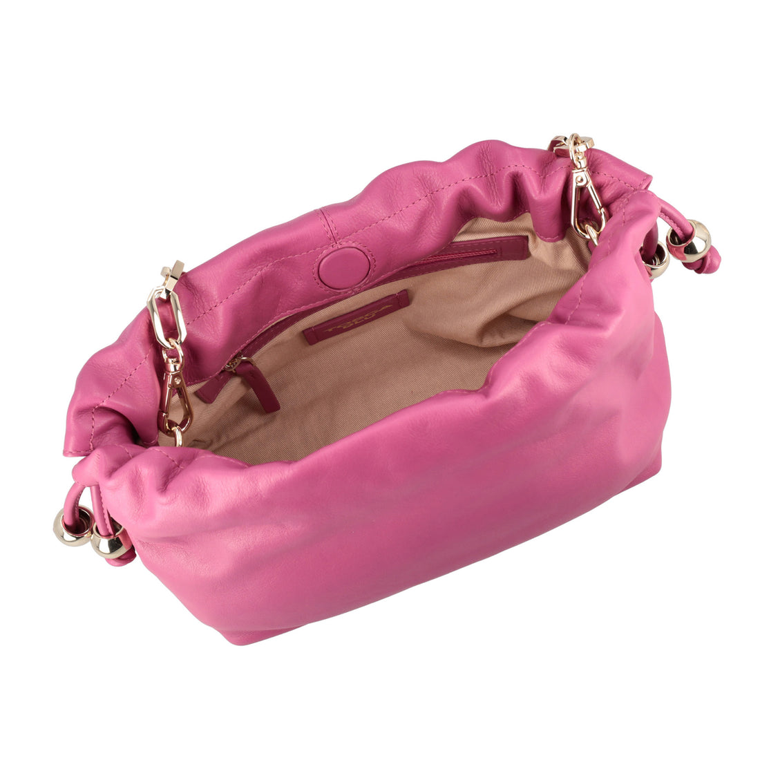 Pochette Harper in pelle con coulisse colore fucsia