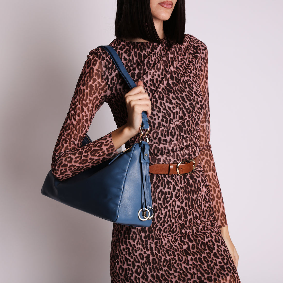Borsa a spalla in pelle Susan colore blu