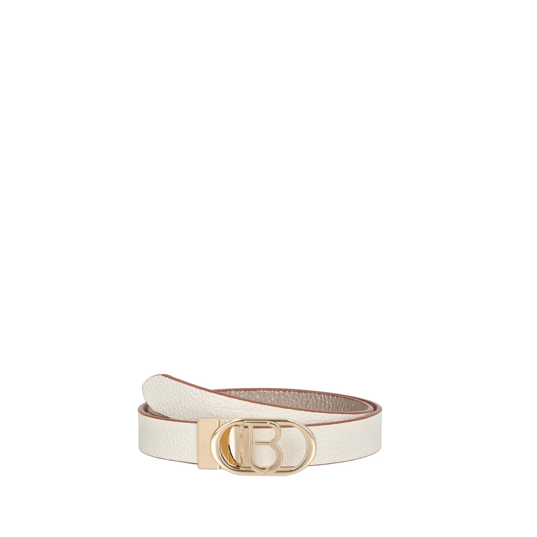 Cintura in pelle double face colore avorio