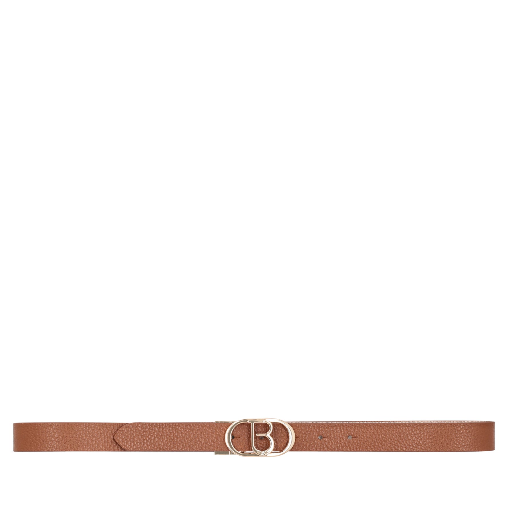 Double-sided leather belt in tan color