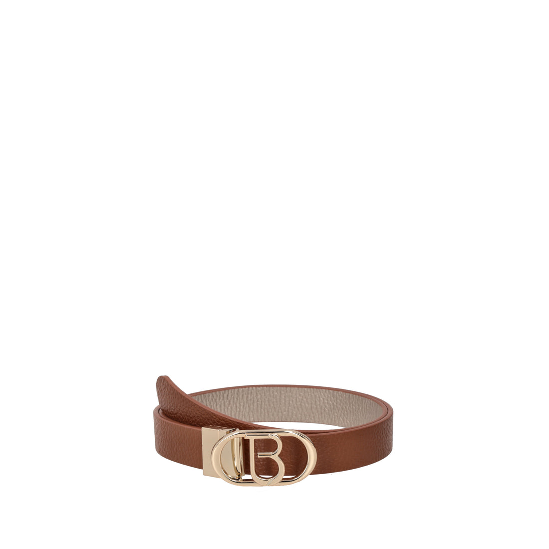 Double-sided leather belt in tan color