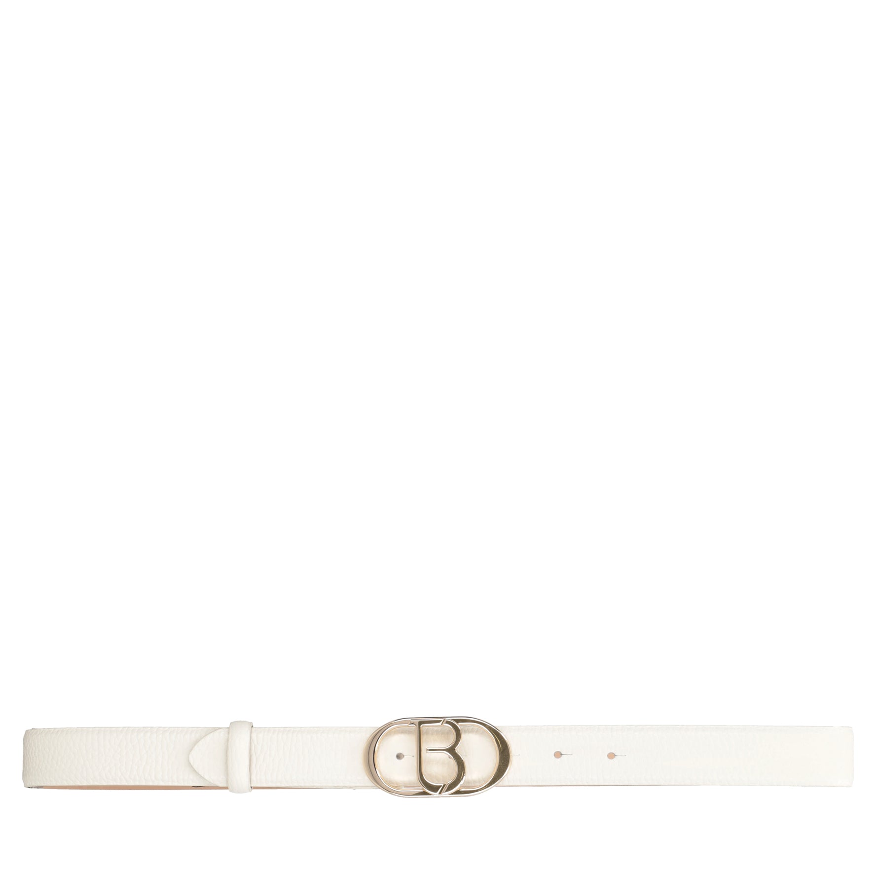 Leather belt with ivory logo buckle
