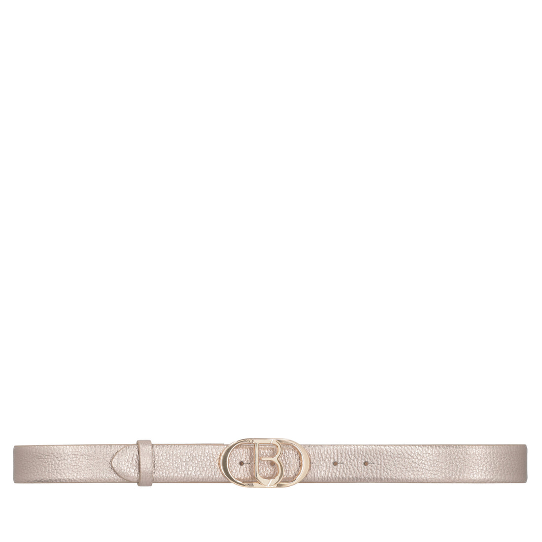 Leather belt with gold-colored logo buckle