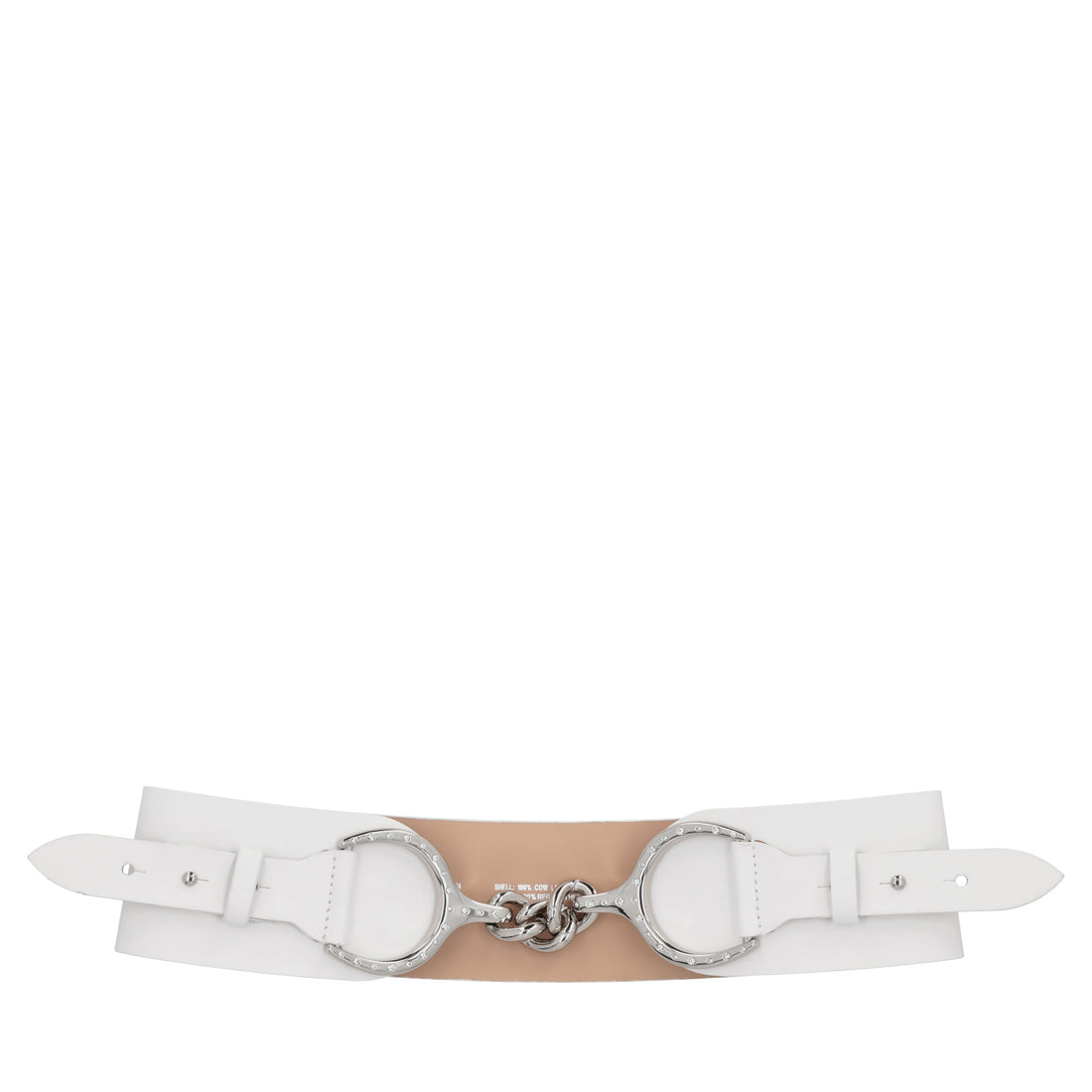 Leather belt with stirrup white color
