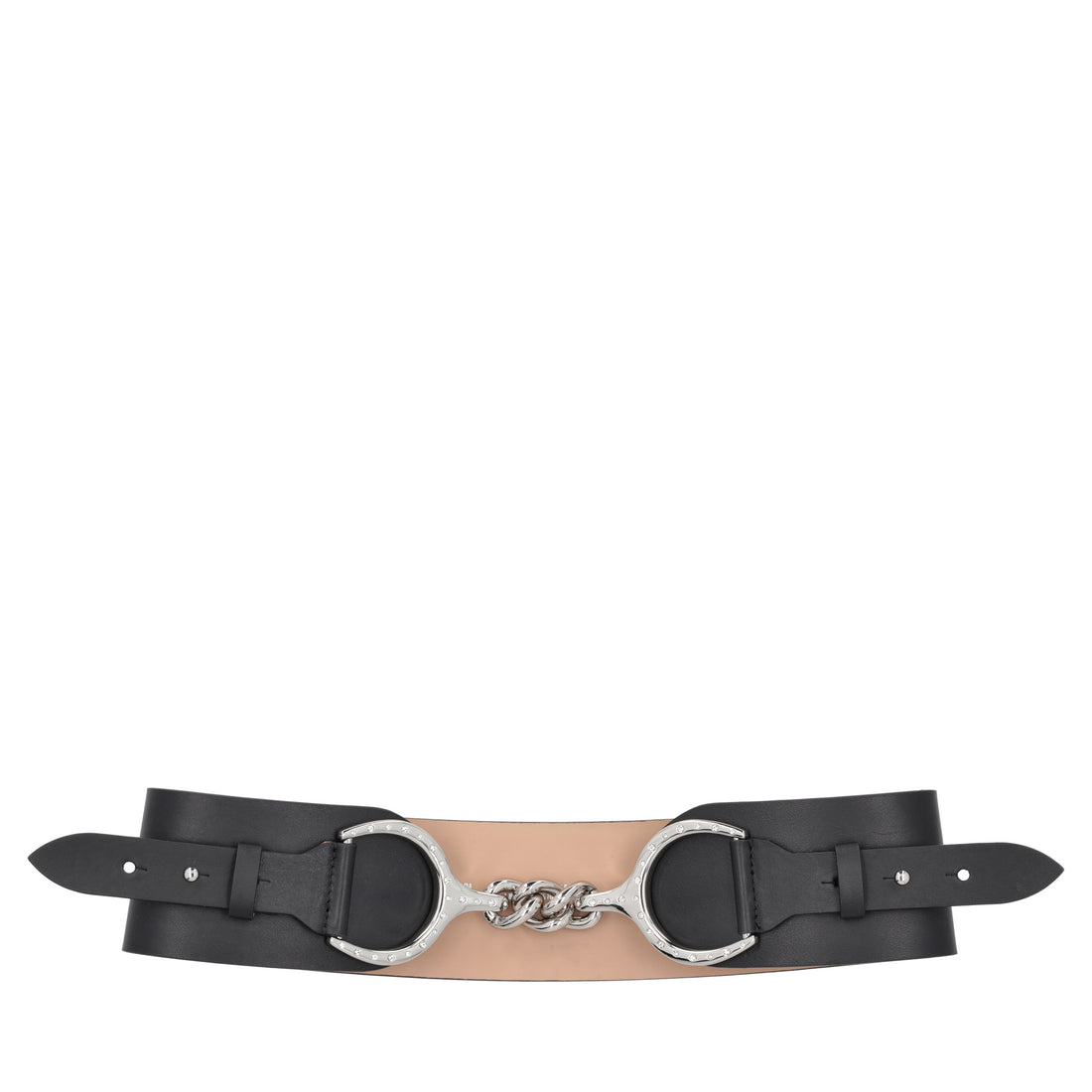 Leather belt with black stirrup