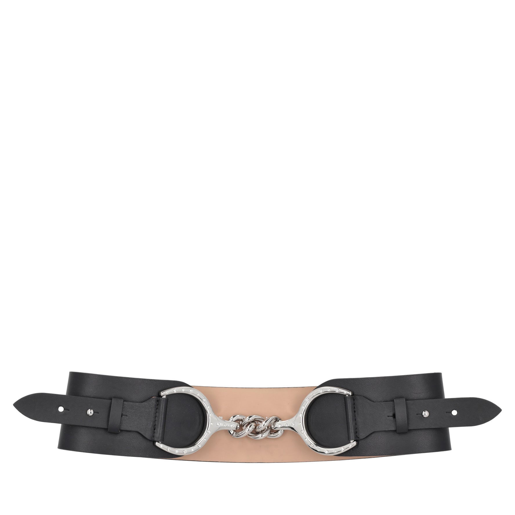 Leather belt with black stirrup