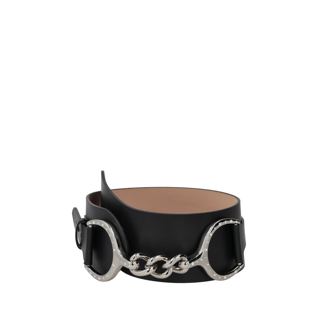 Leather belt with black stirrup