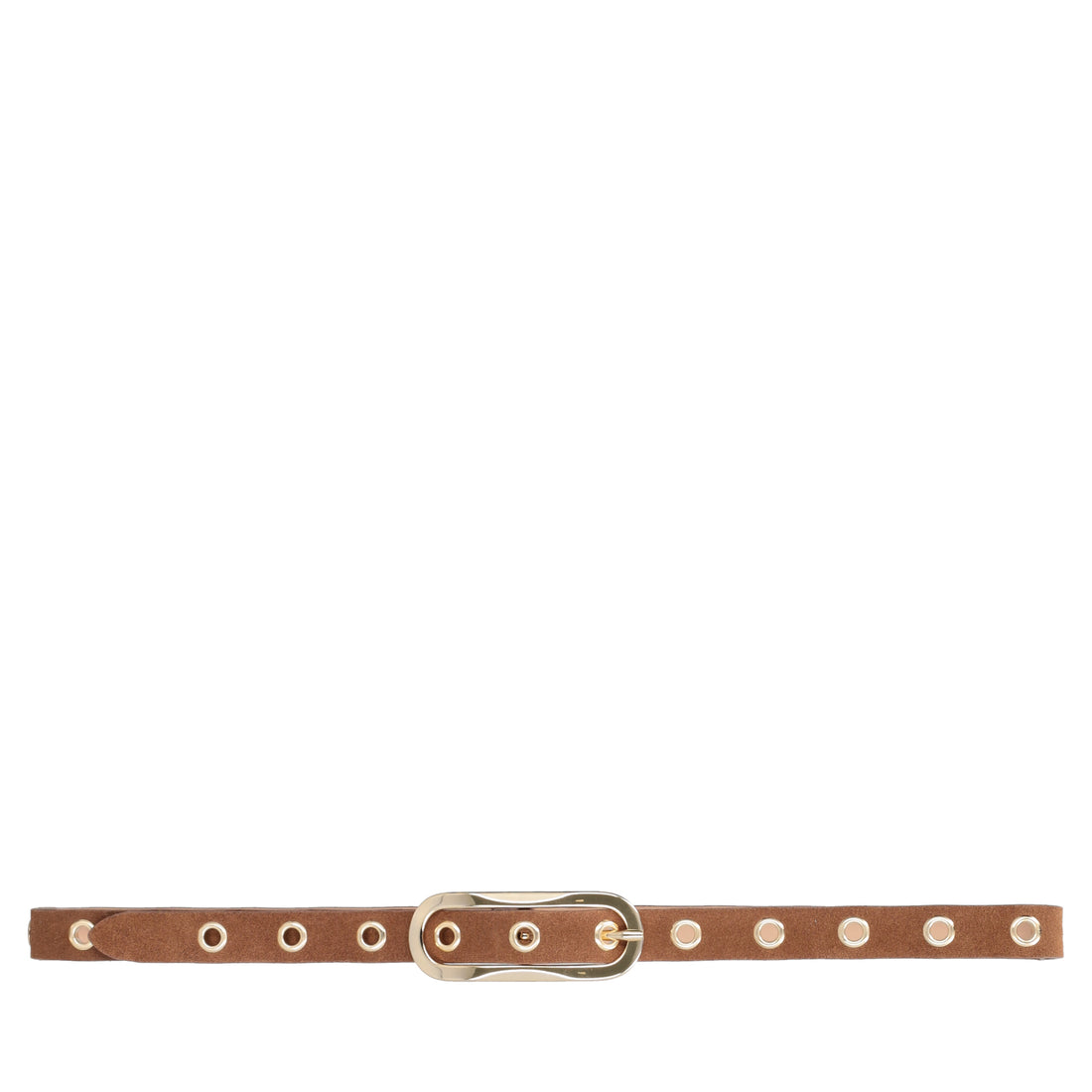 Cintura in pelle con borchie colore biscotto