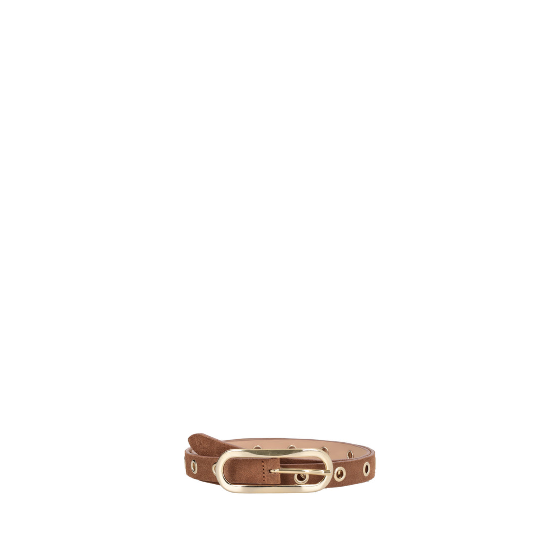Cintura in pelle con borchie colore biscotto
