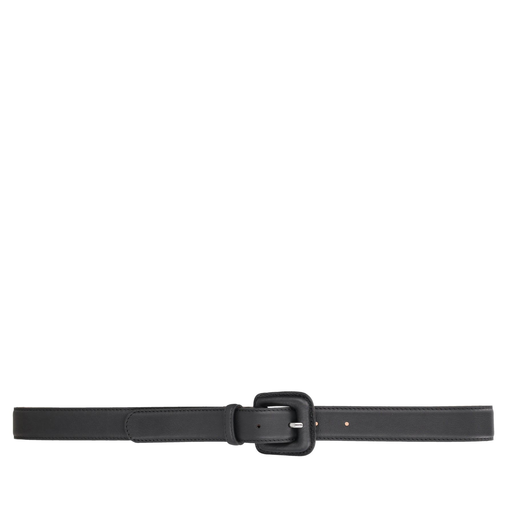 Leather belt with tone-on-tone buckle in black