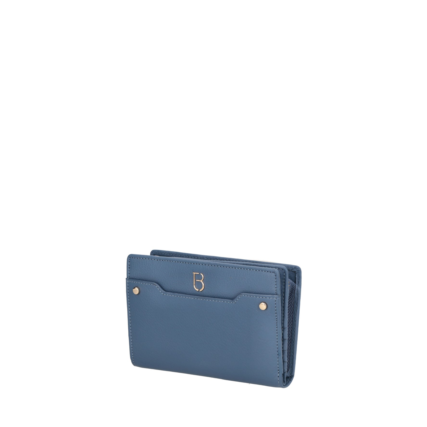 Morgana medium leather wallet in blue color