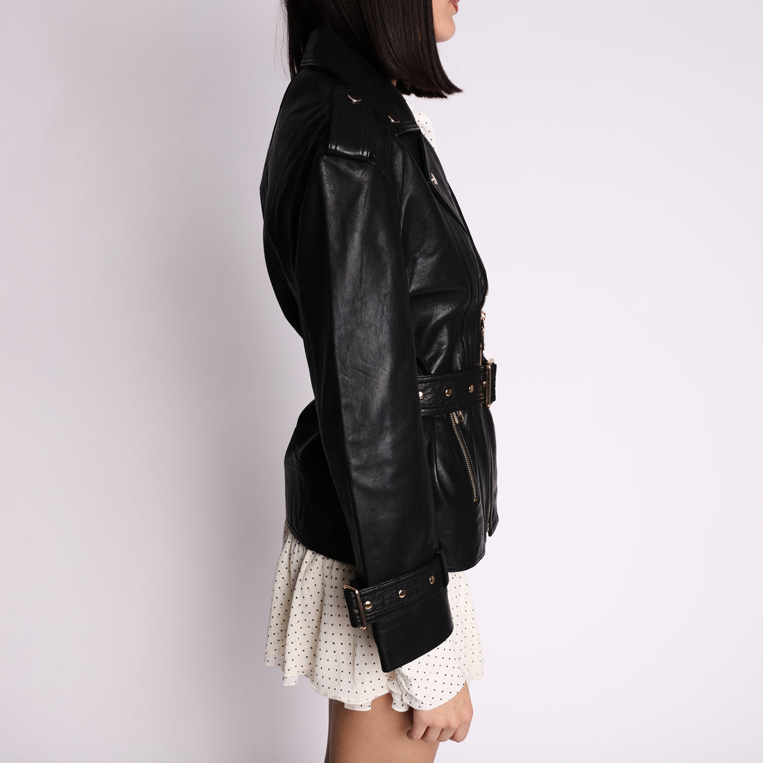 Giubbino in pelle chiodo colore nero