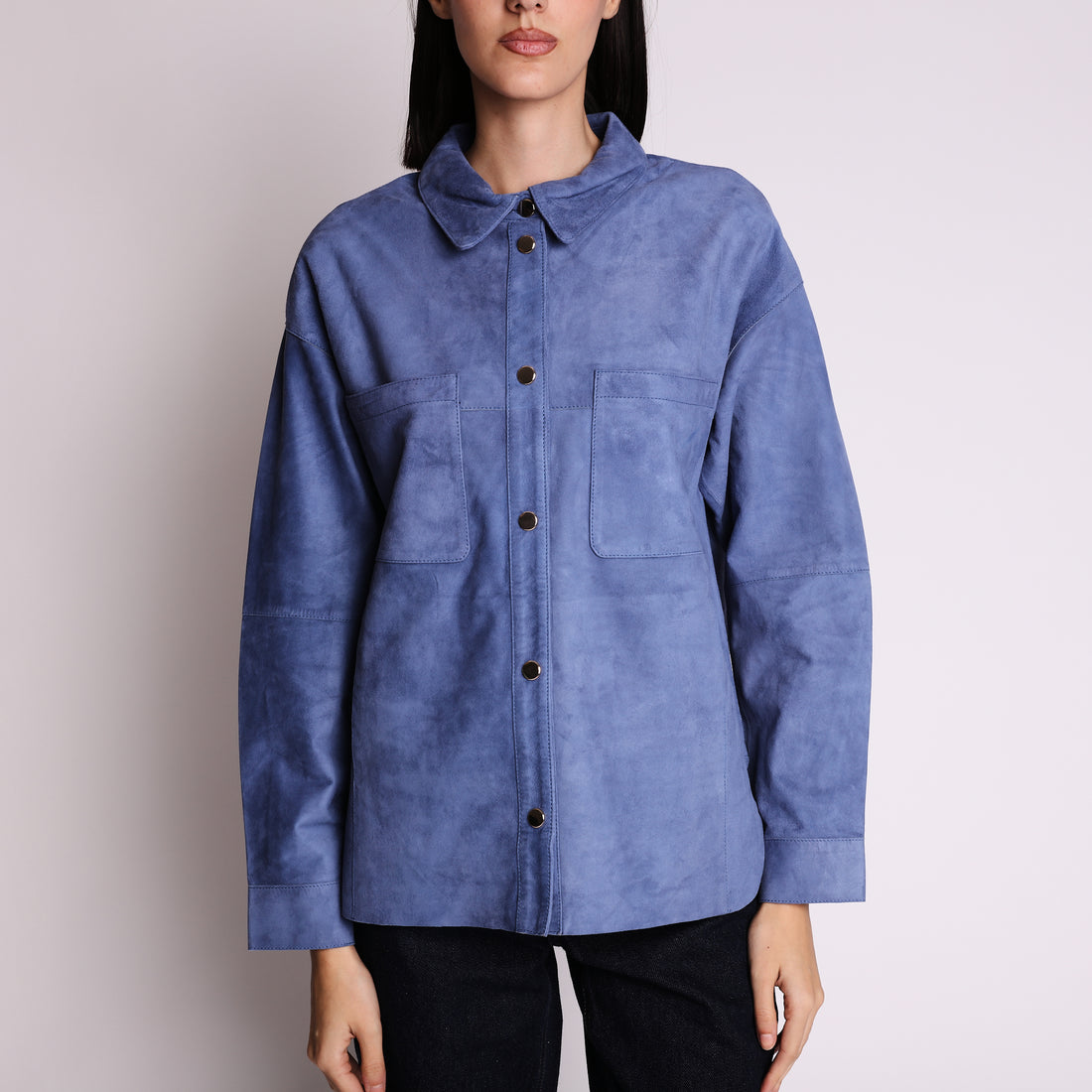 Camicia in suede colore blu