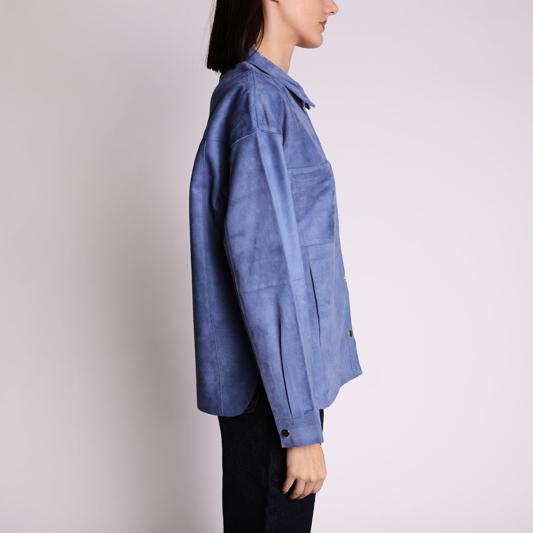 Camicia in suede colore blu