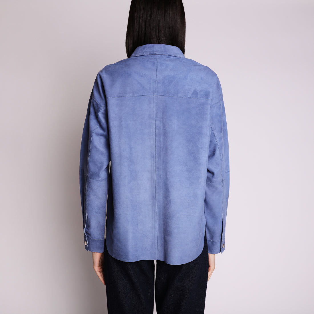 Camicia in suede colore blu