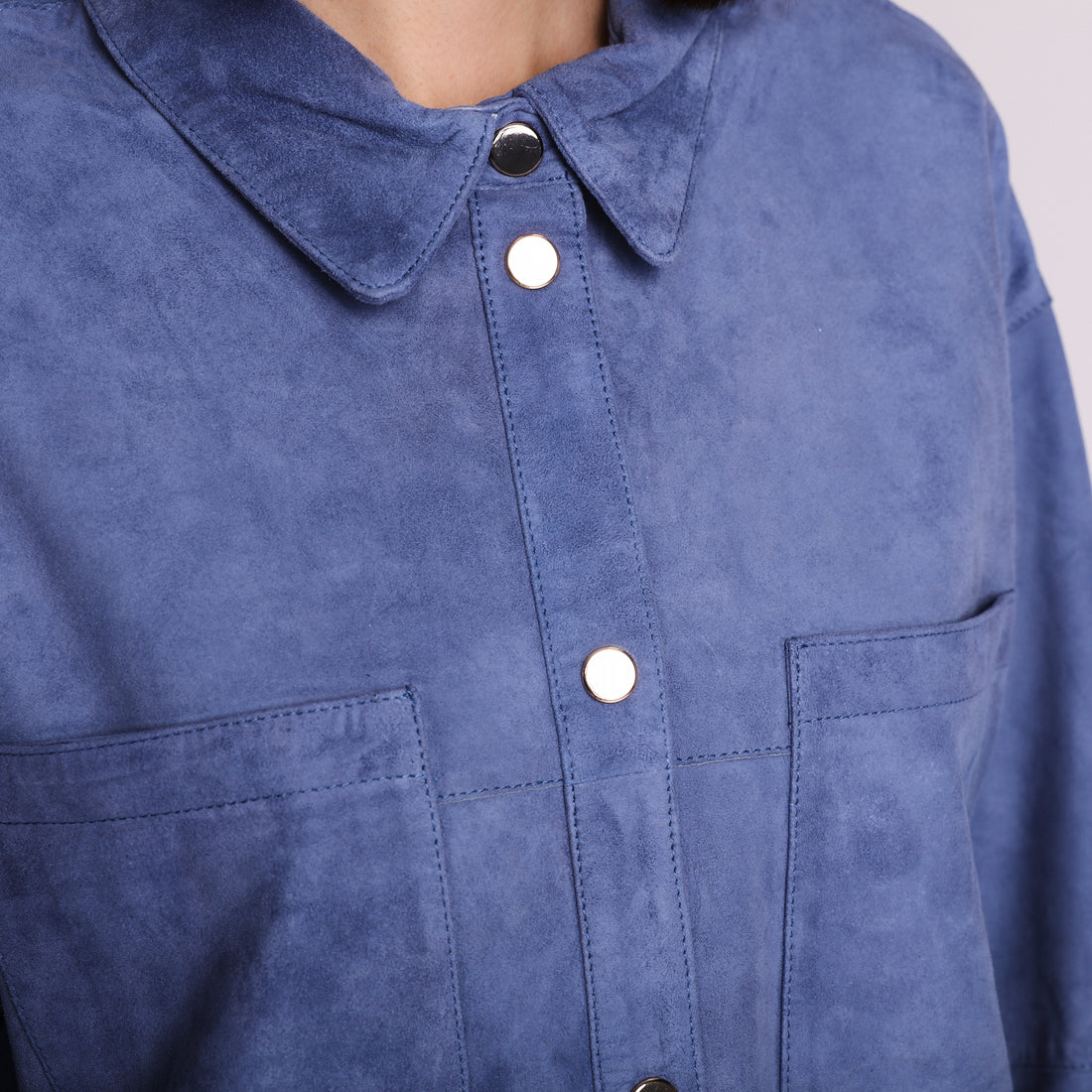 Camicia in suede colore blu