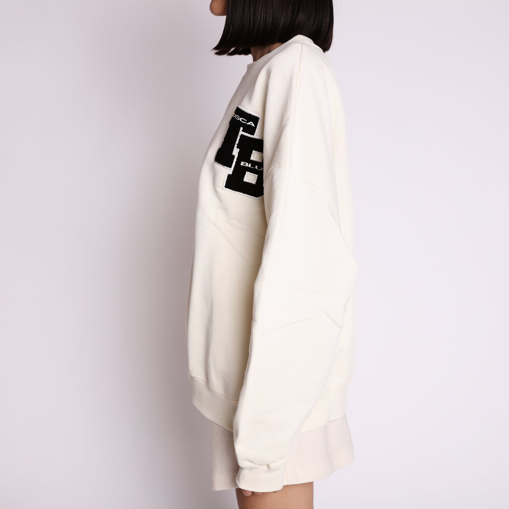 Felpa college con logo TB colore latte