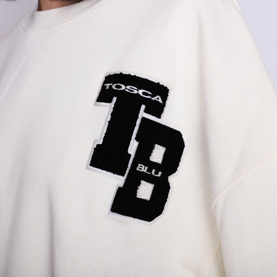 Felpa college con logo TB colore latte