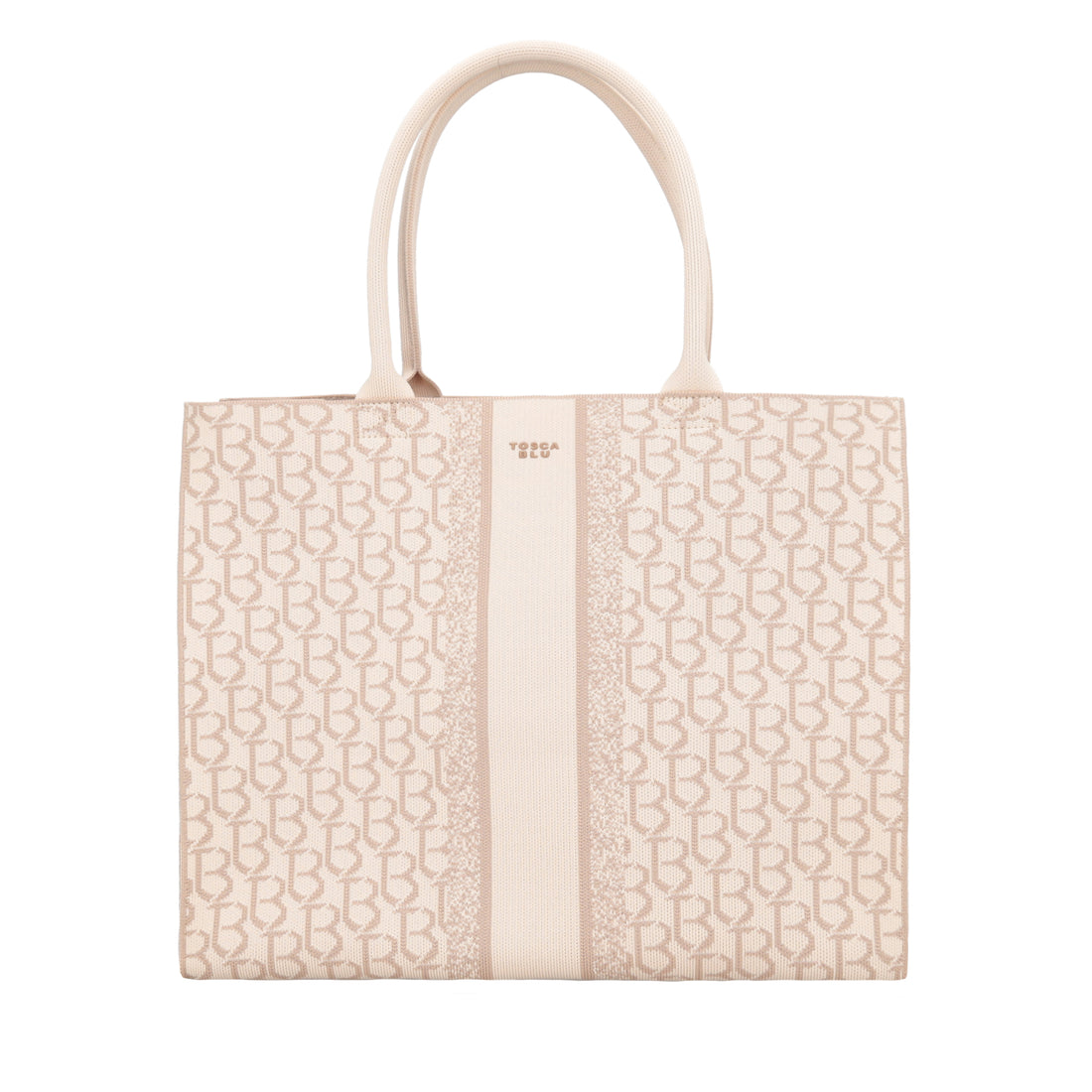 Shopping grande logata Saint Tropez colore avorio