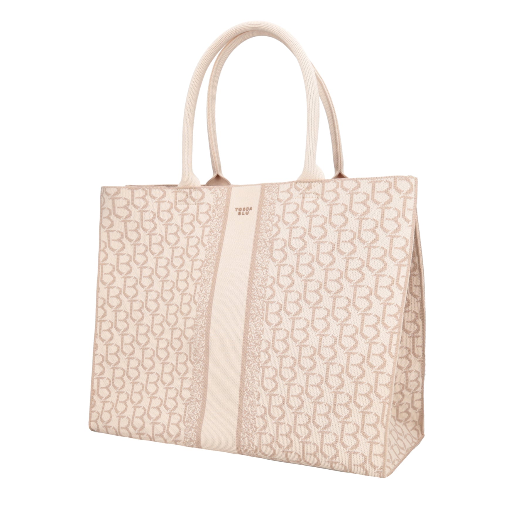 Shopping grande logata Saint Tropez colore avorio