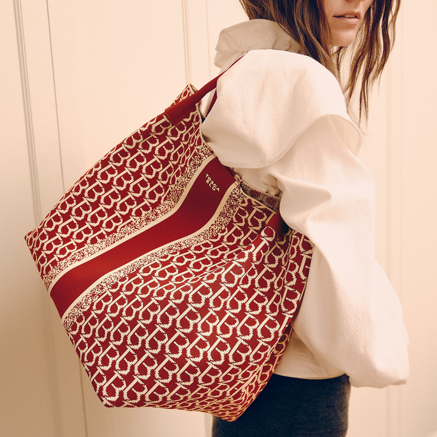 Borsa a mano grande logata Saint Tropez colore rosso