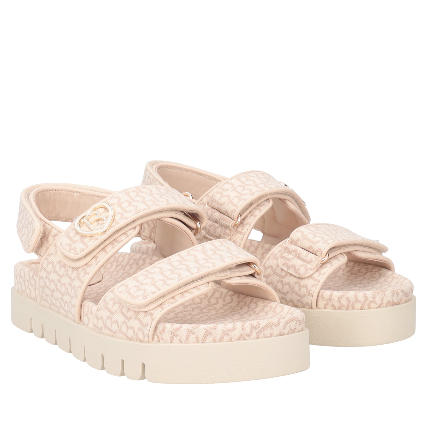 Sandalo Saint Tropez con tessuto logato colore avorio