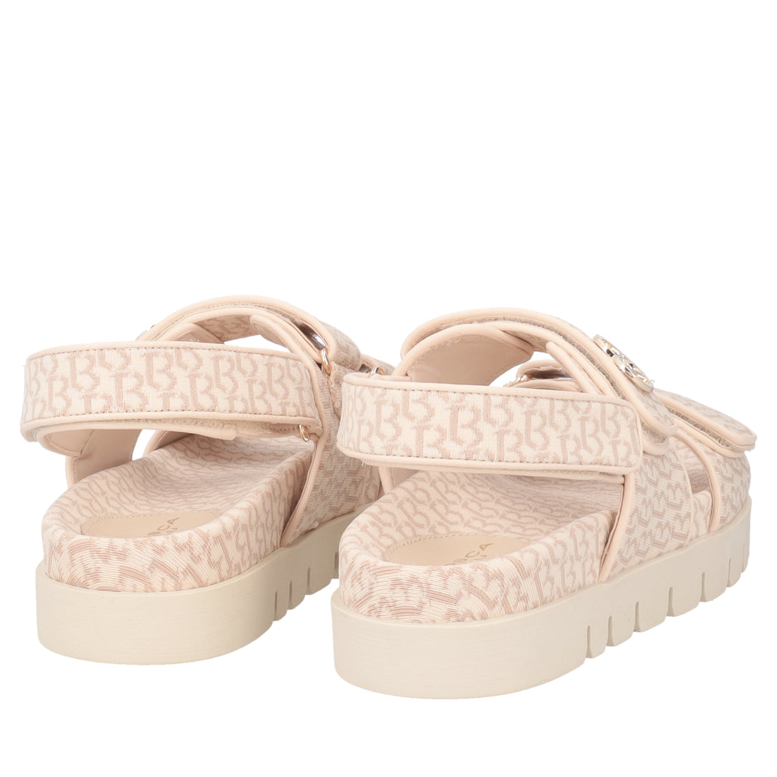 Sandalo Saint Tropez con tessuto logato colore avorio