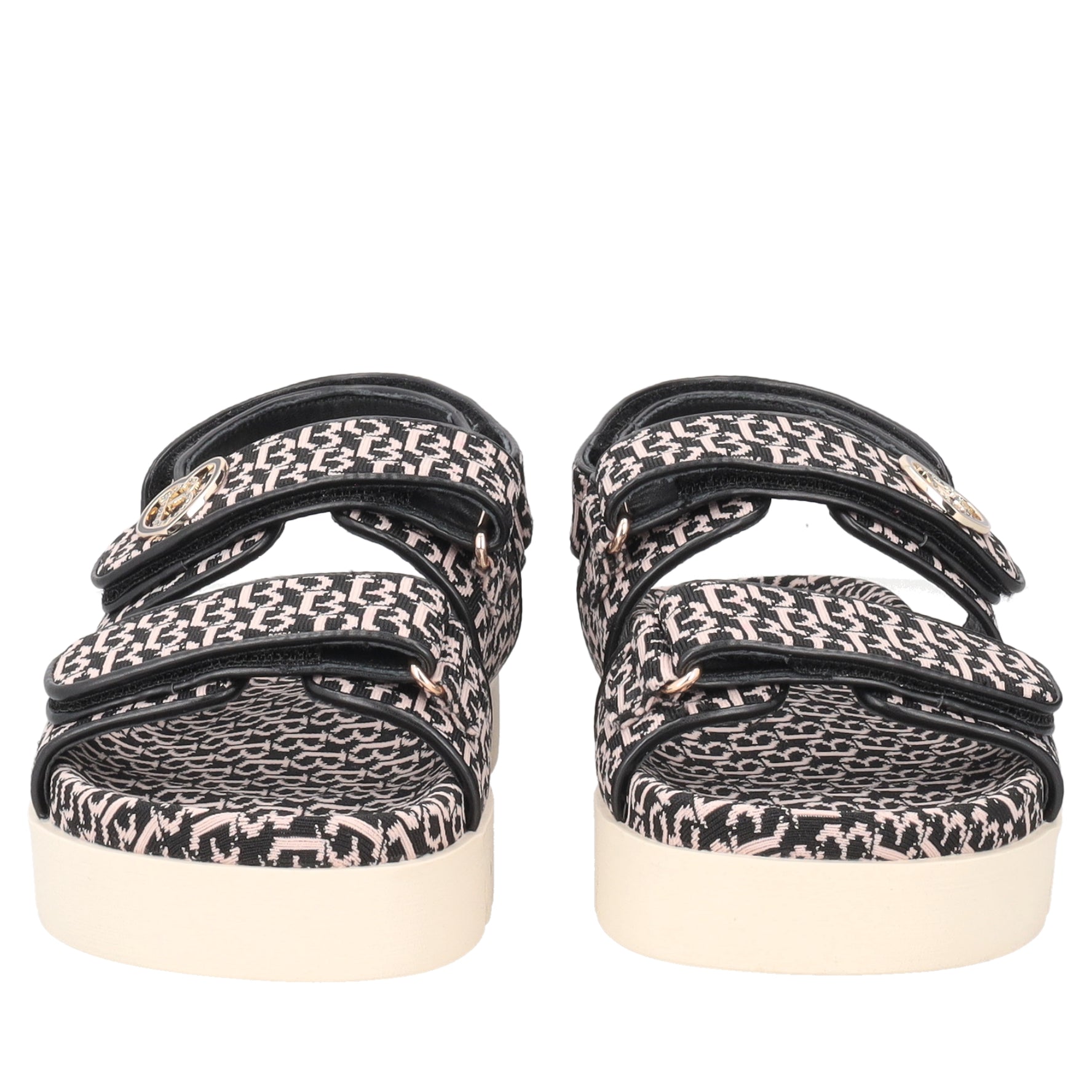 Sandalo Saint Tropez con tessuto logato colore nero