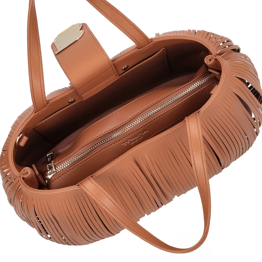 Taormina carved handbag in tan color