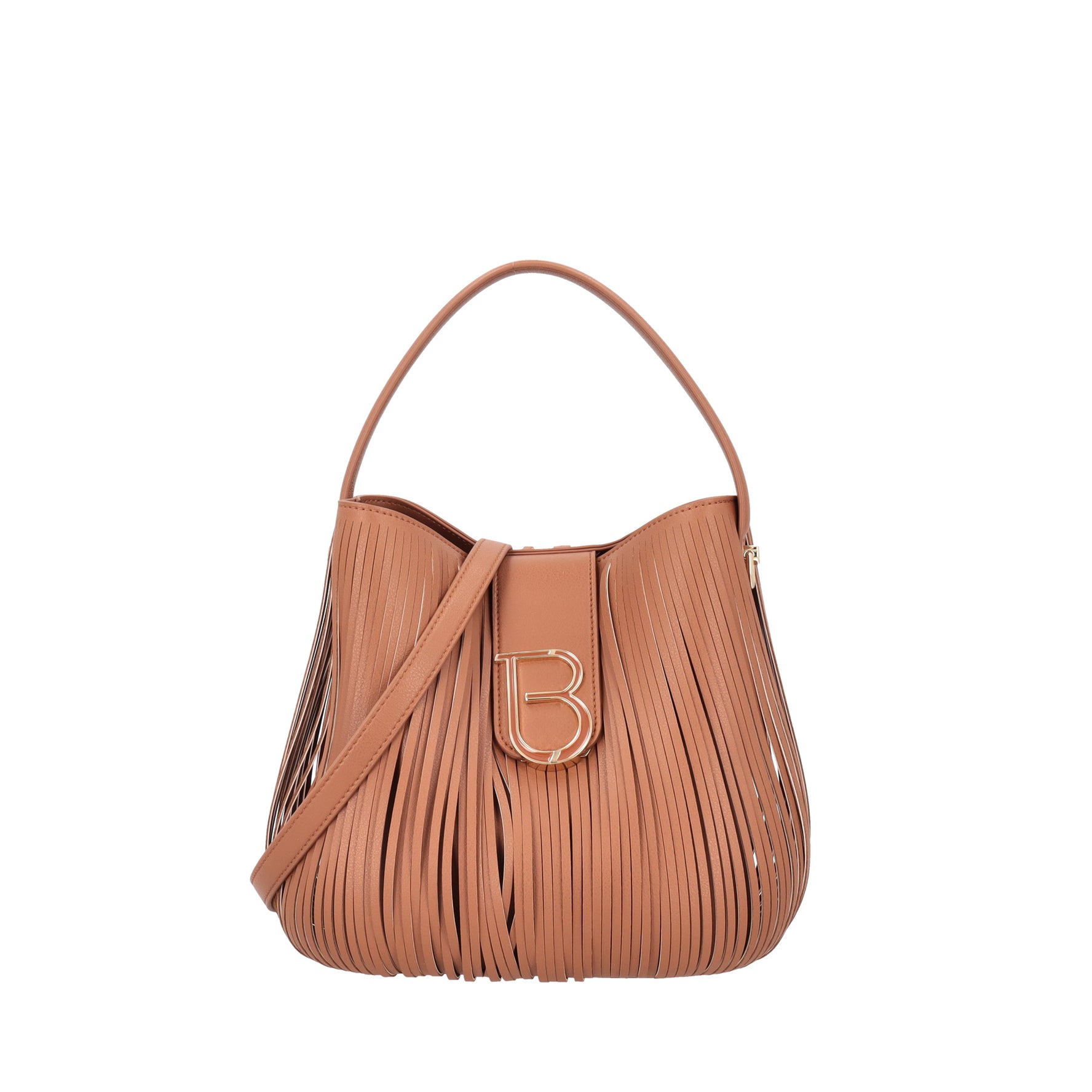 Taormina carved bucket bag in tan color