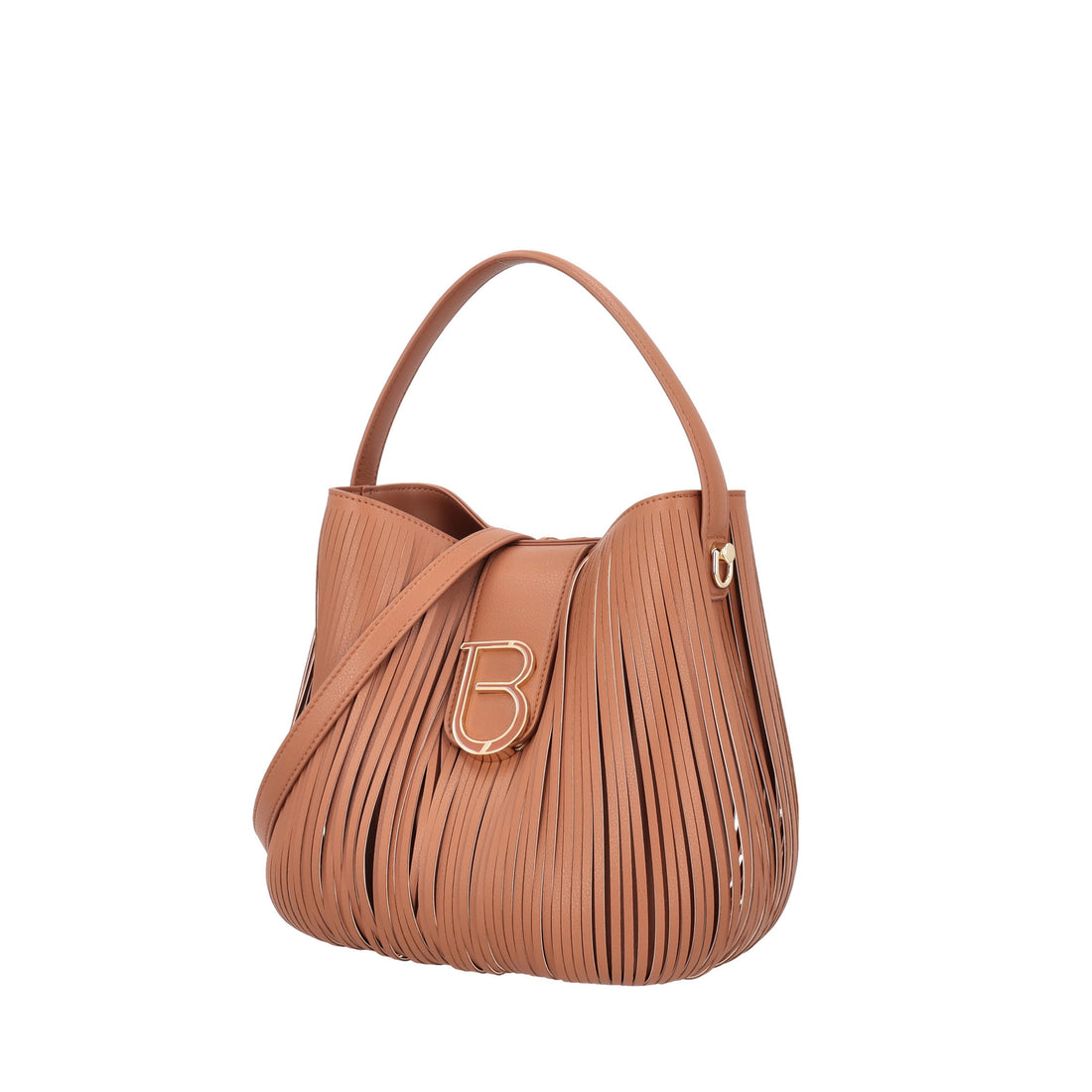Taormina carved bucket bag in tan color