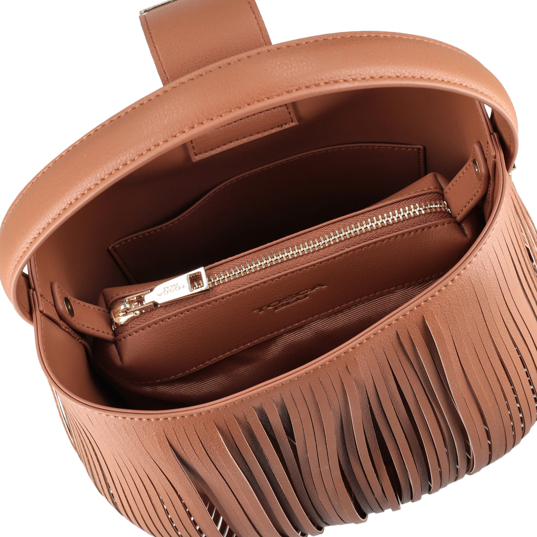 Taormina carved bucket bag in tan color