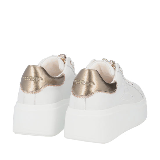 ANGELINA SNEAKER IN WHITE NAPPA WITH EMBELLISHMENT